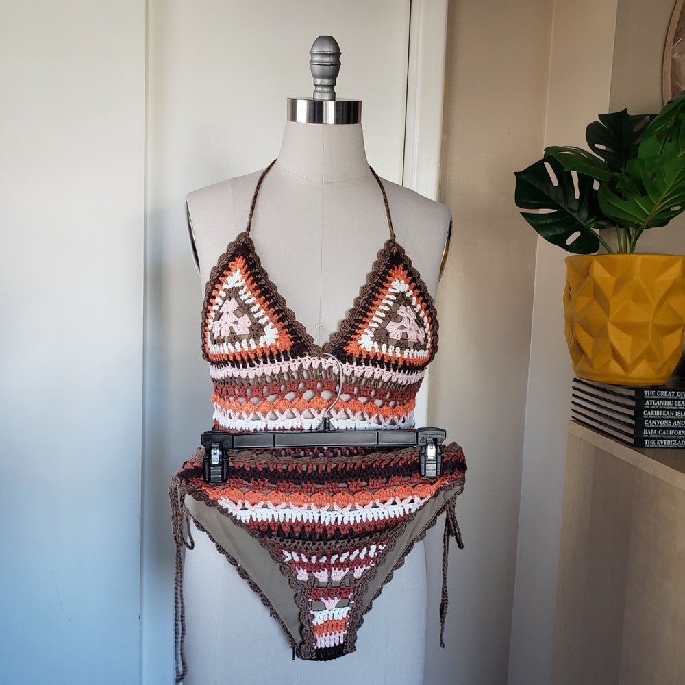 Boho Chic Crochet Swim Suit Size M/L NEW
